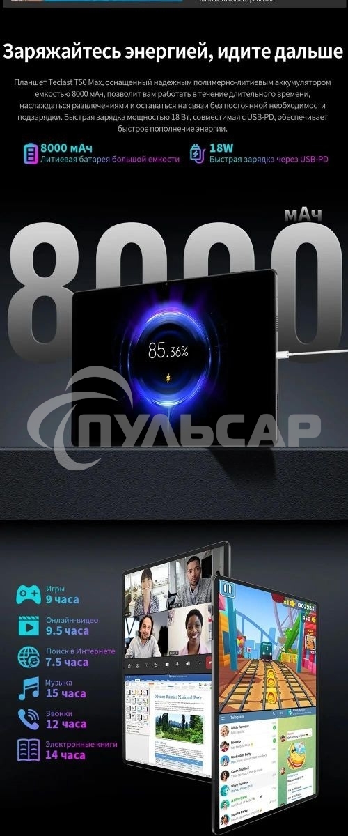 Планшет Teclast T50 Max G99 (2.2) 8C RAM8Gb ROM256Gb 11