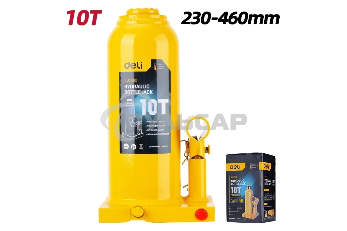 Домкрат бутылочный гидравлический Deli DQ71010 макс.грузоподъемность 10 т