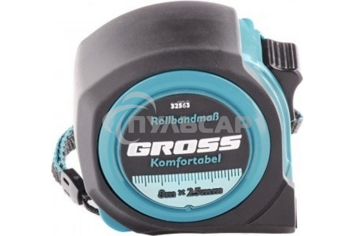 Рулетка Komfortabel, 8 м х 25 мм, обрезиненный корпус Gross