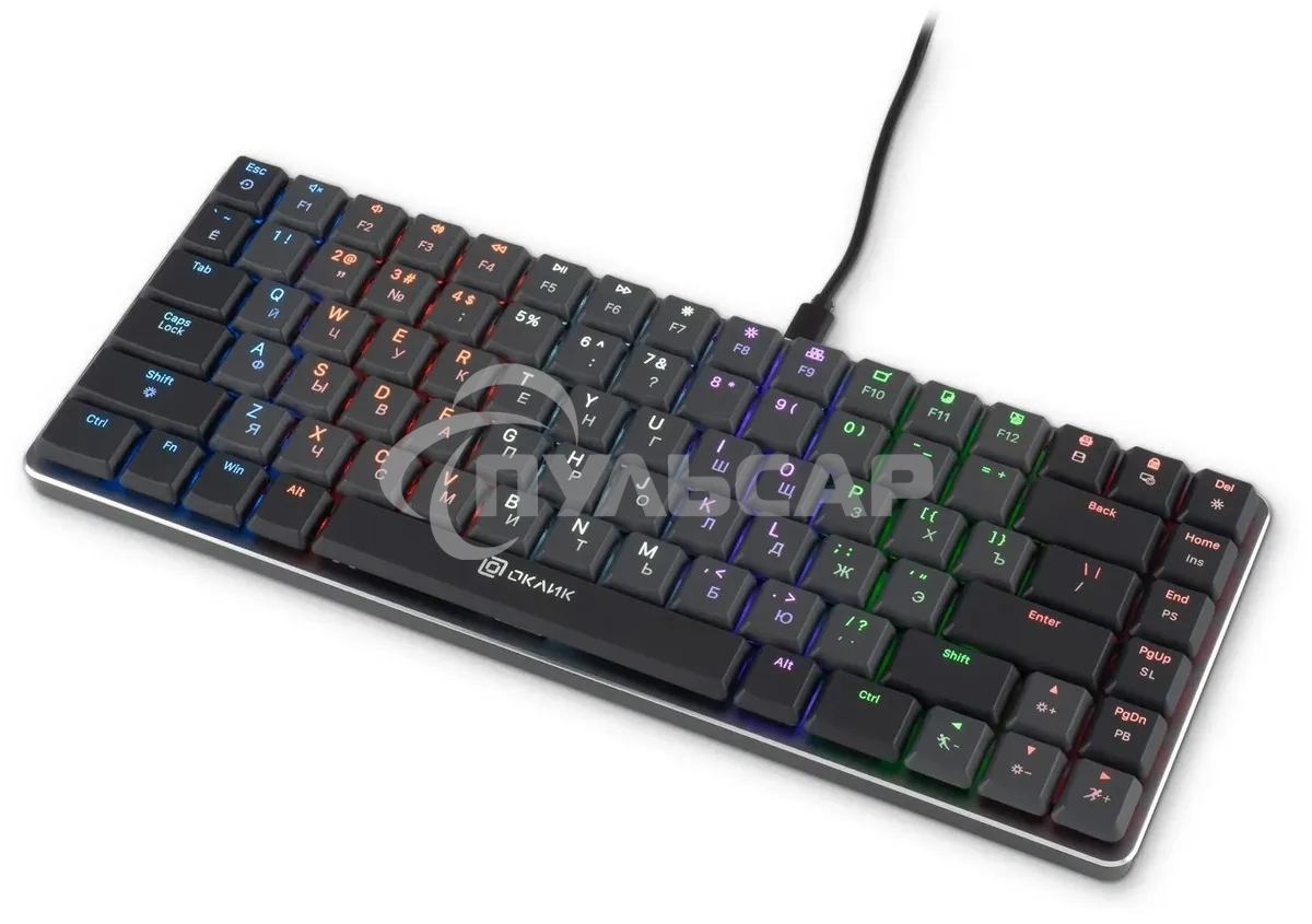 Клавиатура проводная Oklick K615X (1934413), USB, серый + серебристый