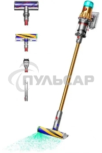 Пылесос вертикальный Dyson SV46 V12 Detect Slim Absolute золотистый/серебристый, питание от аккумулятора, 150 Вт, уборка сухая, пылесборник 0.35 л, работа от АКБ max 60 мин