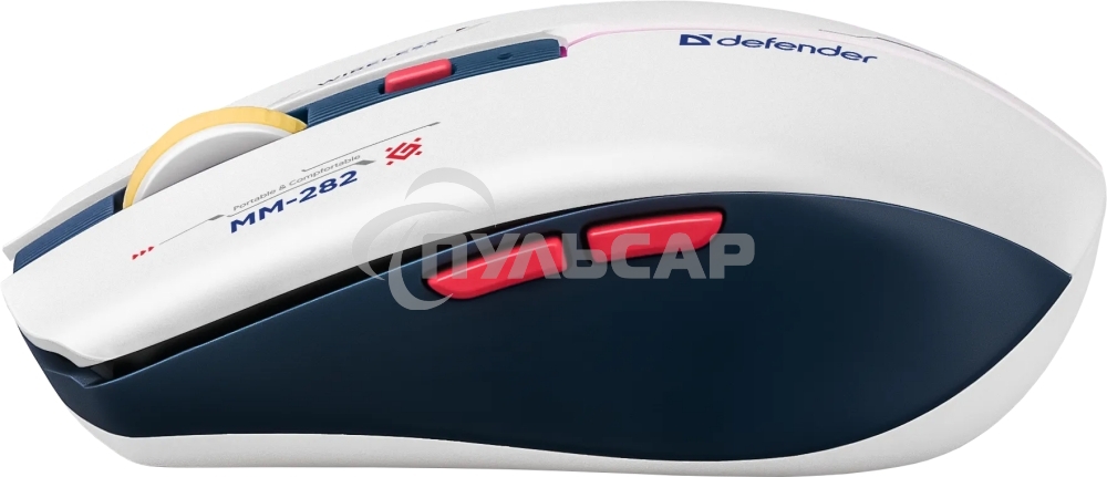 Мышь беспроводная Defender Dila MM-282 белый/синий, 1800 dpi, радиоканал, USB, кнопки - 6