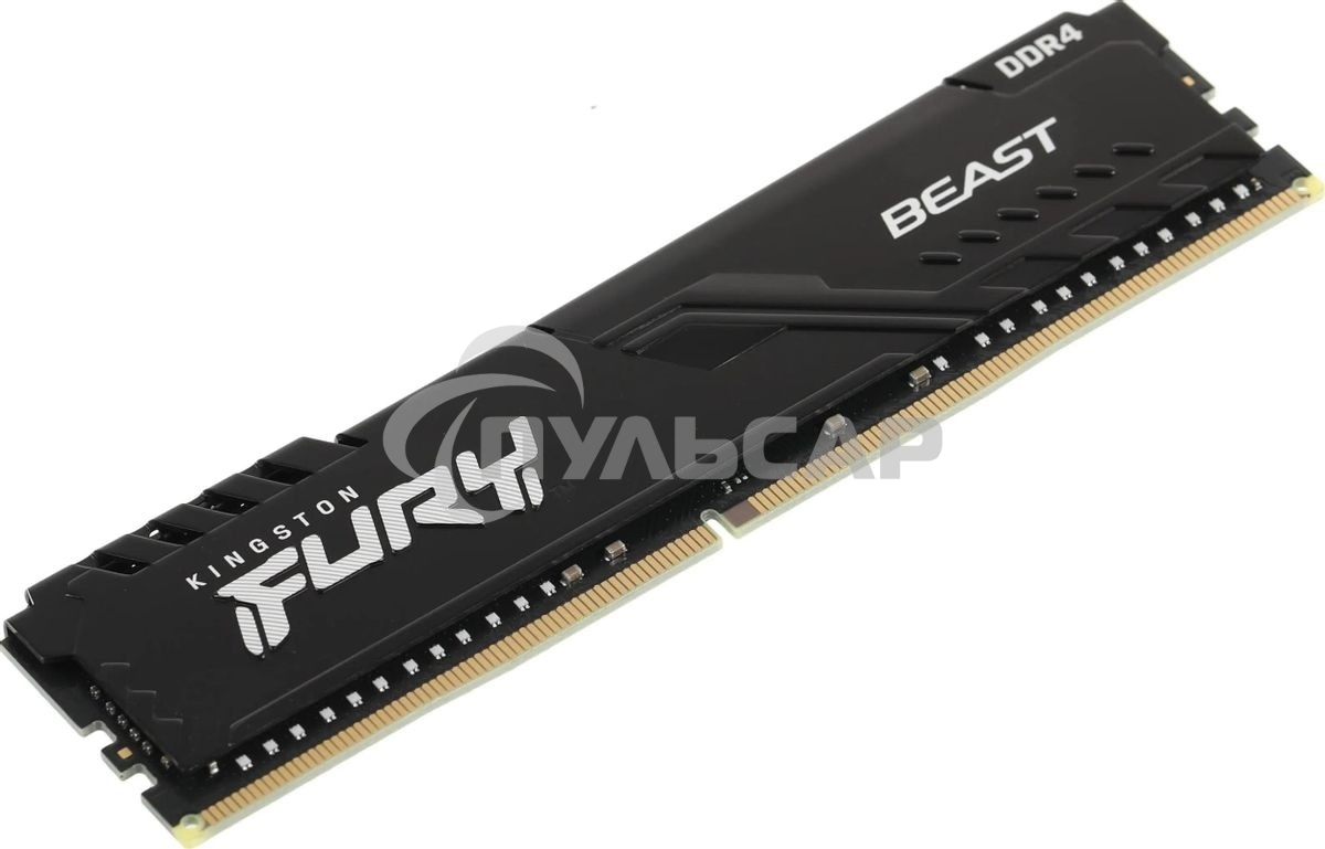 Оперативная память Kingston Fury Beast, DDR4, 16Gb (1x16Gb), 3200MHz, CL16, DIMM, с радиатором, черный