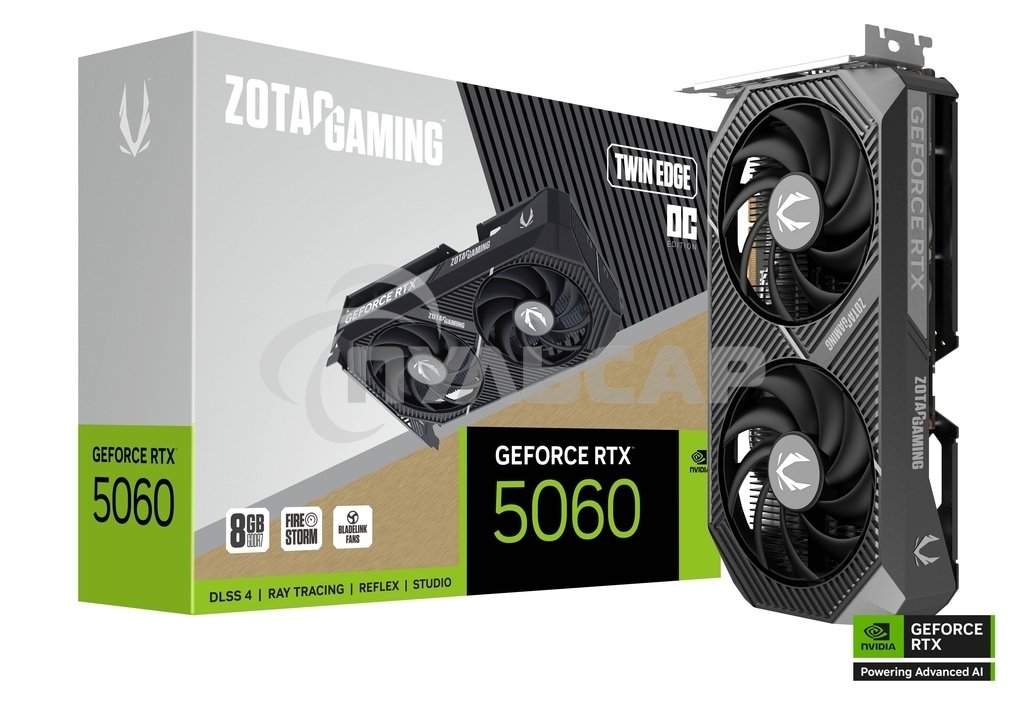 Видеокарта Zotac RTX 5060 TWIN EDGE OC 8Gb GDDR7 128bit 3xDP HDMI 2FAN MEDIUM PACK