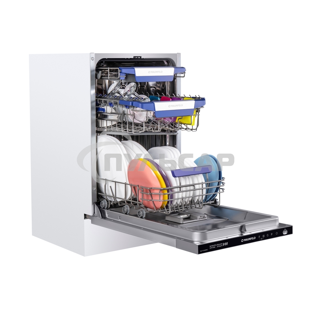 Встраиваемая посудомоечная машина Maunfeld MLP-08PRO, серебристый, 44.8 см, 10 компл., 47 дБ, класс A++