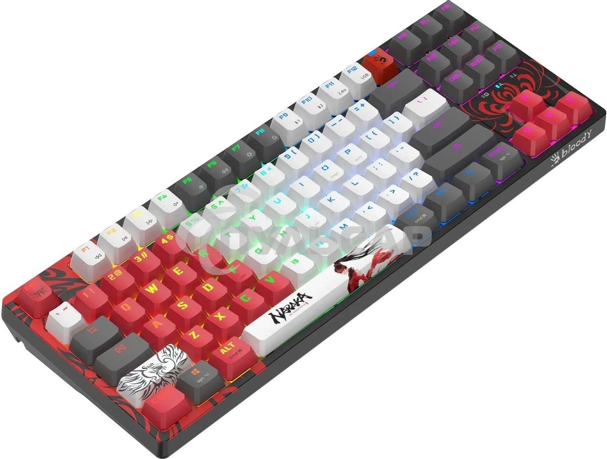 Клавиатура беспроводная A4Tech Bloody WS87 Naraka USB, Bluetooth/Радиоканал черный/красный