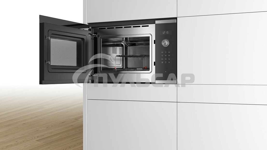 Микроволновая печь встраиваемая Bosch BEL554MS0 нержавеющая сталь/черный, 25 л, 900 Вт, переключатели - поворотный механизм/сенсор