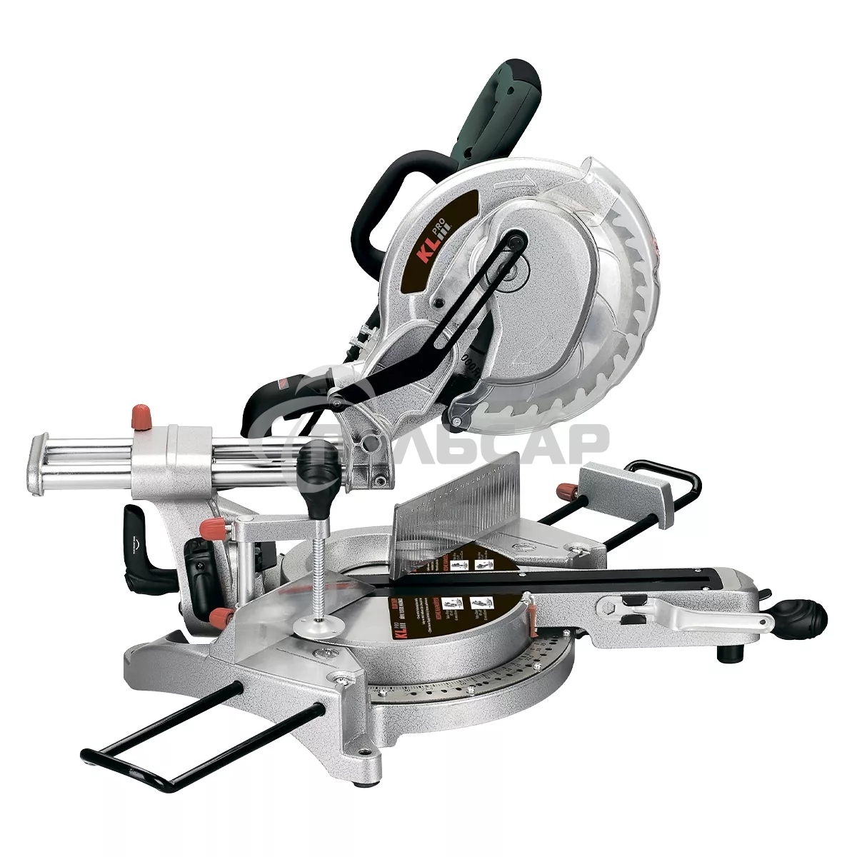 Профессиональная пила торцовочная с протяжкой KLPRO KLGK1509 (сеть, 1900Вт, 4700об/мин, 255мм, 25,4/30мм, Лазер)