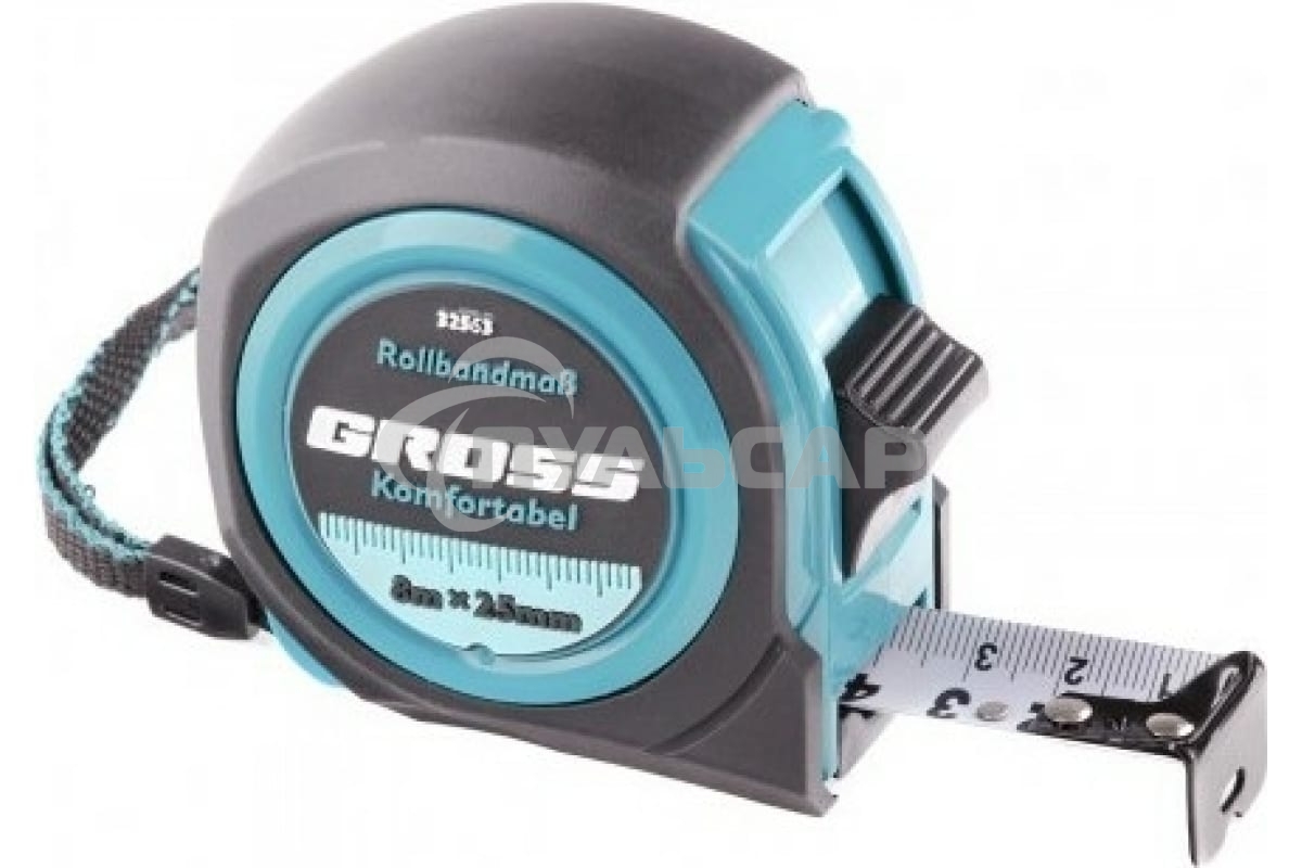 Рулетка Komfortabel, 8 м х 25 мм, обрезиненный корпус Gross