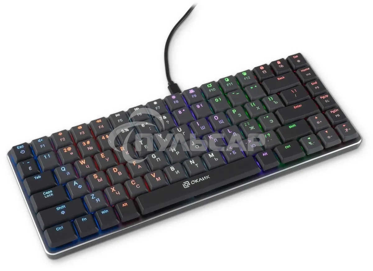 Клавиатура проводная Oklick K615X (1934413), USB, серый + серебристый