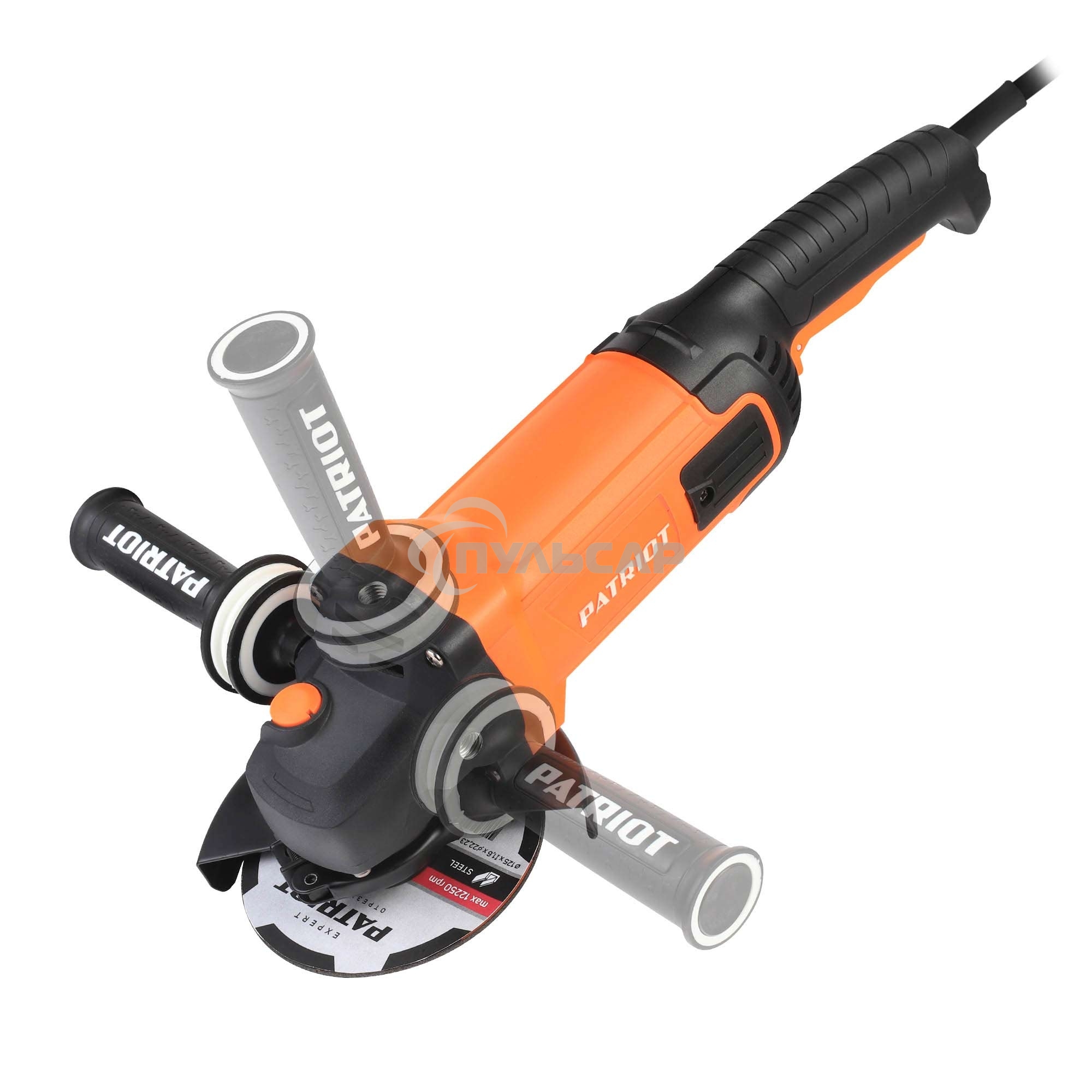 Машина углошлифовальная (УШМ) PATRIOT AG 190, тонкий корпус, пылезащищенная. Вт, Диск 180 мм
