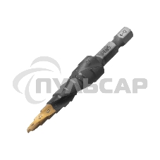 Сверло ступенчатое Denzel 4-5-6-7-8-9-10-11-12 мм, Р6М5, 6-гр. хвостовик 723602