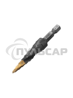 Сверло ступенчатое Denzel 4-5-6-7-8-9-10-11-12 мм, Р6М5, 6-гр. хвостовик 723602