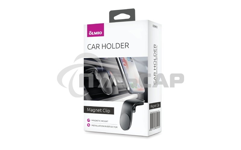 Держатель автомобильный для смартфонов OLMIO Magnet Clip, черный