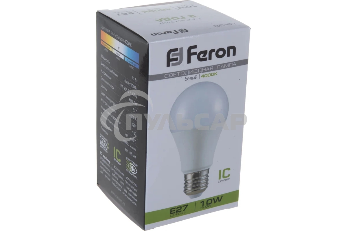 Лампа светодиодная Feron LB-92 10W 230V E27 4000K A60