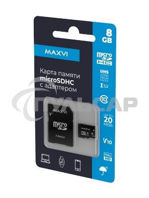 Карта памяти Maxvi microSDHC 8GB, class 10, UHS-I (1), V10