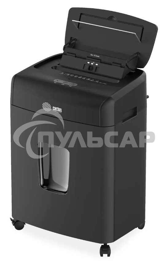 Шредер Cactus CS-SH-D6 черный с автоподачей (секр.P-4) фрагменты 120лист. 23лтр. скрепки скобы пл.карты