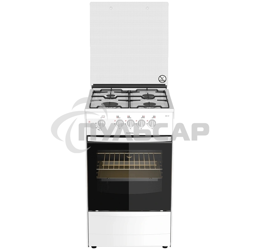 Плита газовая Darina 1B GM 341 107 W белый/черный, конфорок 4 шт, духовка 50 л, 50 см x 85 см x 56 см