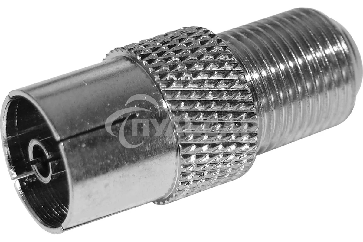 Переход гнездо F –гнездо TV. Коаксиальный переходник F на TV гнездо, никелированный сплав меди