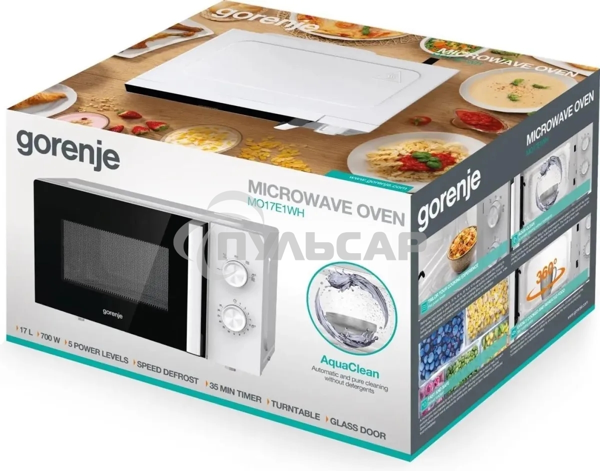 Микроволновая печь Gorenje MO17E1WH белый, 17 л, 700 Вт, переключатели - поворотный механизм