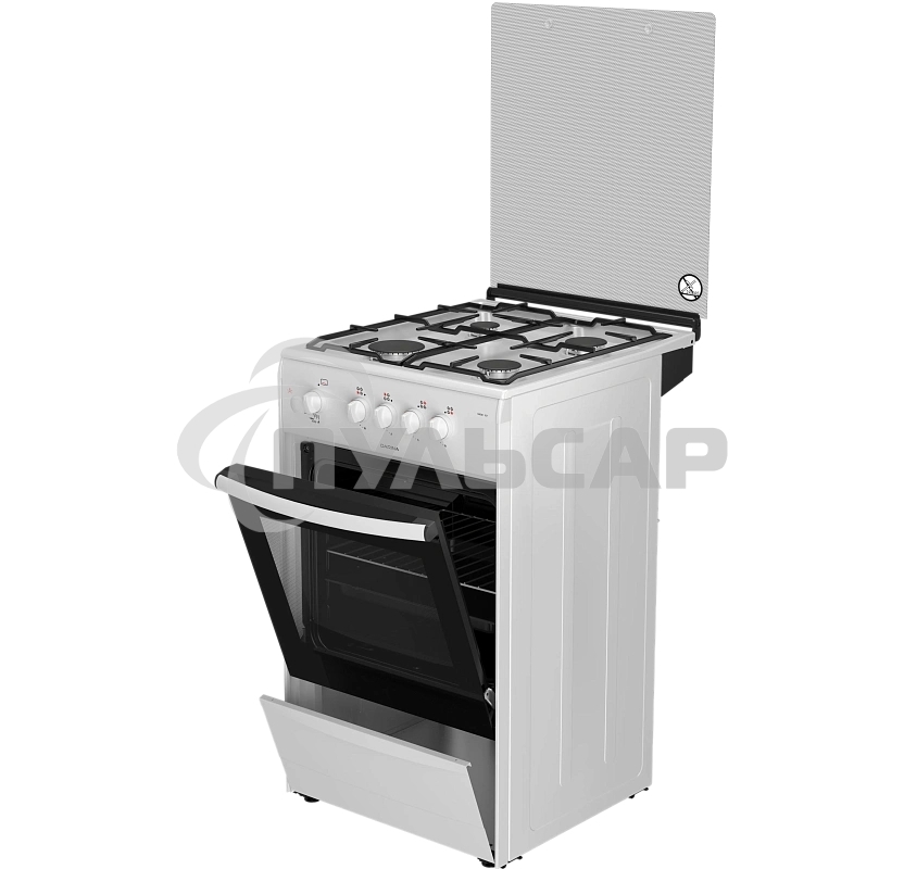 Плита газовая Darina 1B GM 341 107 W белый/черный, конфорок 4 шт, духовка 50 л, 50 см x 85 см x 56 см