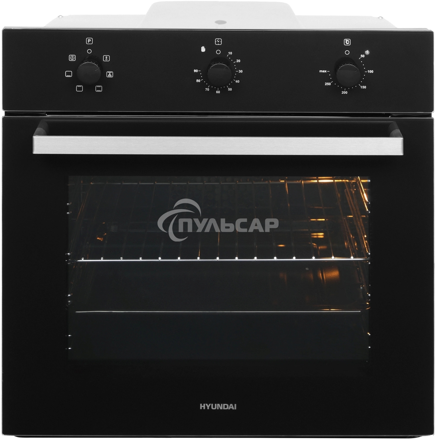 Духовой шкаф Электрический Hyundai HEO 6631 BG черное стекло