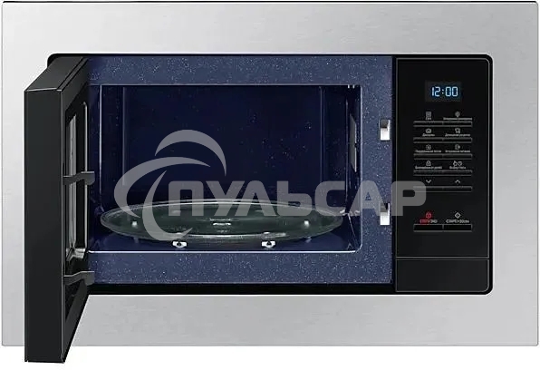 Микроволновая печь встраиваемая Samsung MS23A7013AT/BW серебристый/черный, 23 л, 1150 Вт, переключатели - кнопки