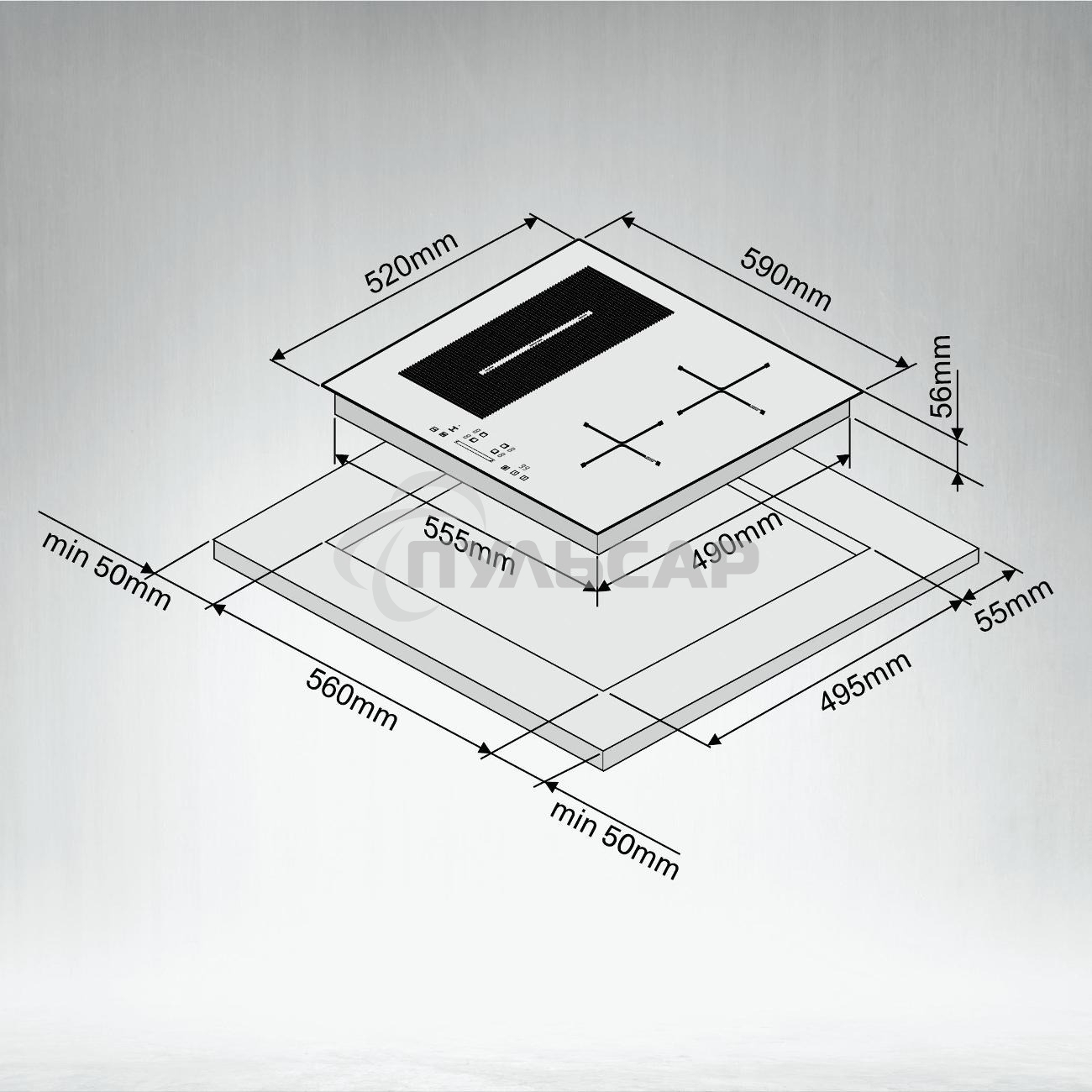 Индукционная варочная панель ARDO IM64B1FS2 черный