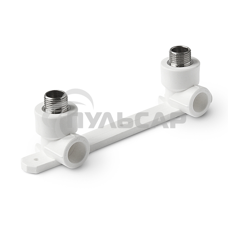 Планка монтажная с водорозетками полипропиленовая 20 х 1/2' НР для смесителя белая PRO AQUA