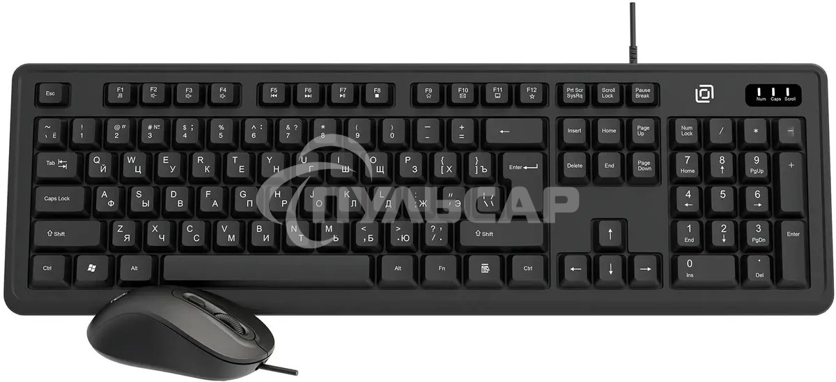 Комплект клавиатура+мышь Оклик S605 проводной USB 1800 DPI черный