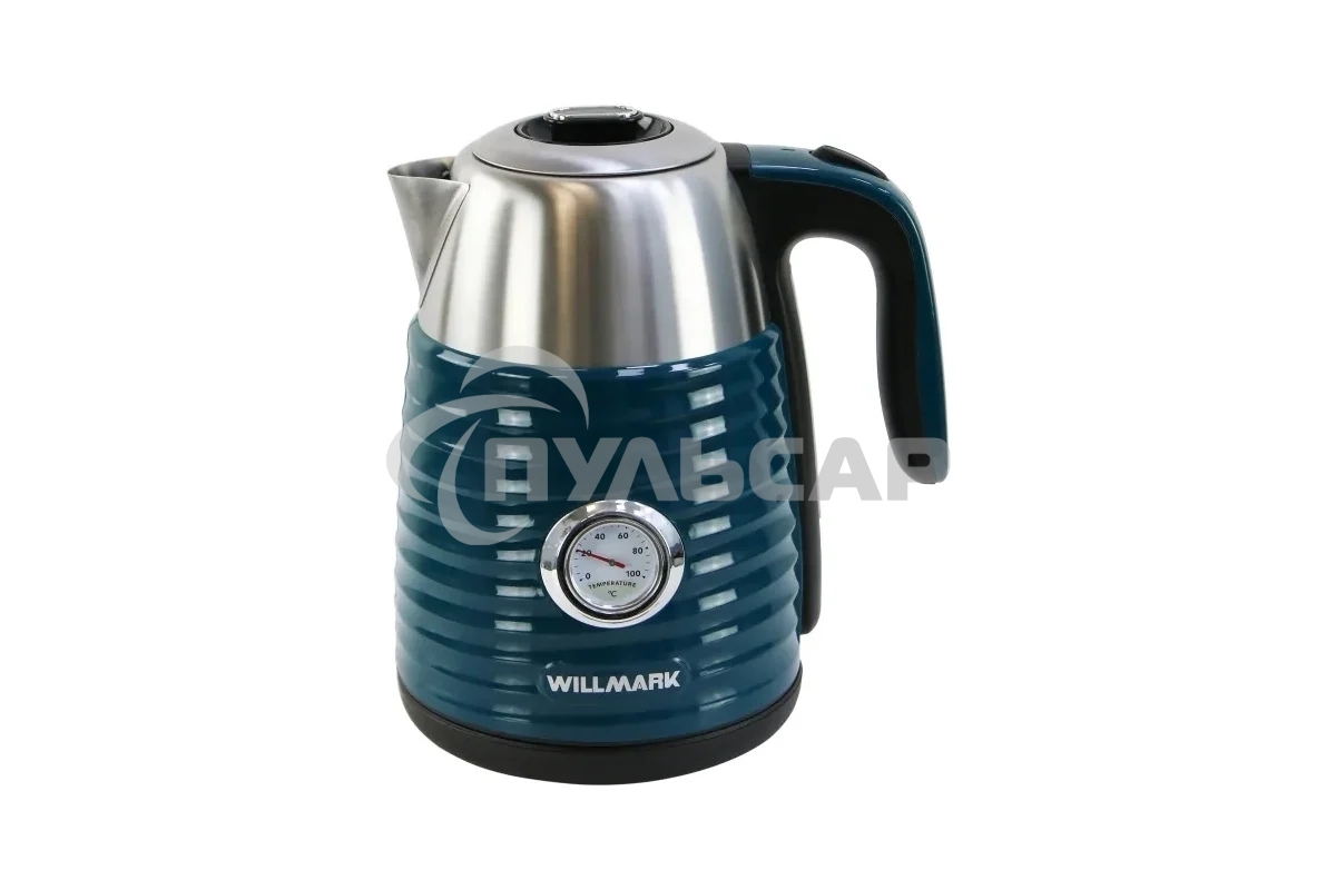 Чайник электрический Willmark WEK-1738PST (1.7л, двойные стенки, эффект термоса, термометр, 2200Вт) Изумрудный