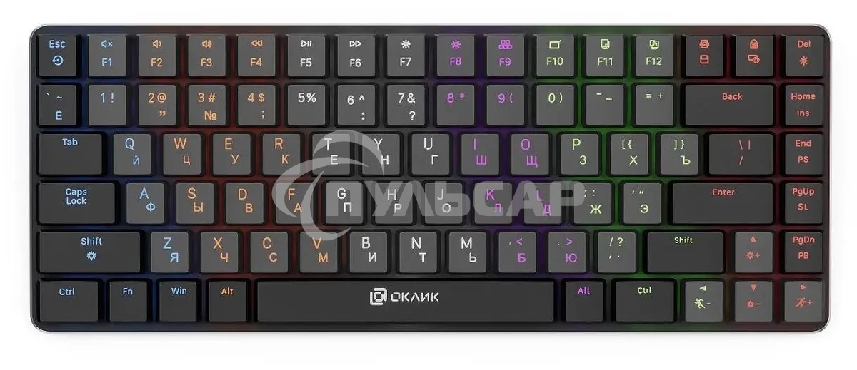 Клавиатура проводная Oklick K615X (1934413), USB, серый + серебристый