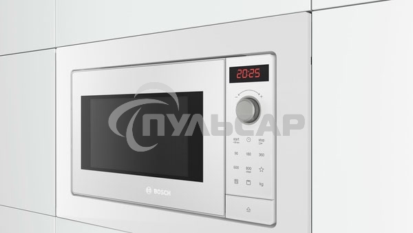 Микроволновая печь встраиваемая Bosch BEL653MW3 белый, 25 л, 800 Вт, переключатели - поворотный механизм/сенсор
