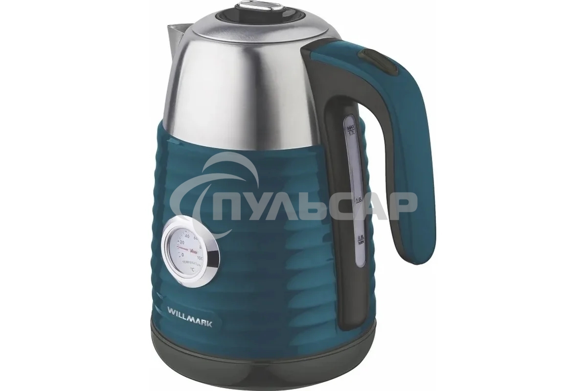 Чайник электрический Willmark WEK-1738PST (1.7л, двойные стенки, эффект термоса, термометр, 2200Вт) Изумрудный