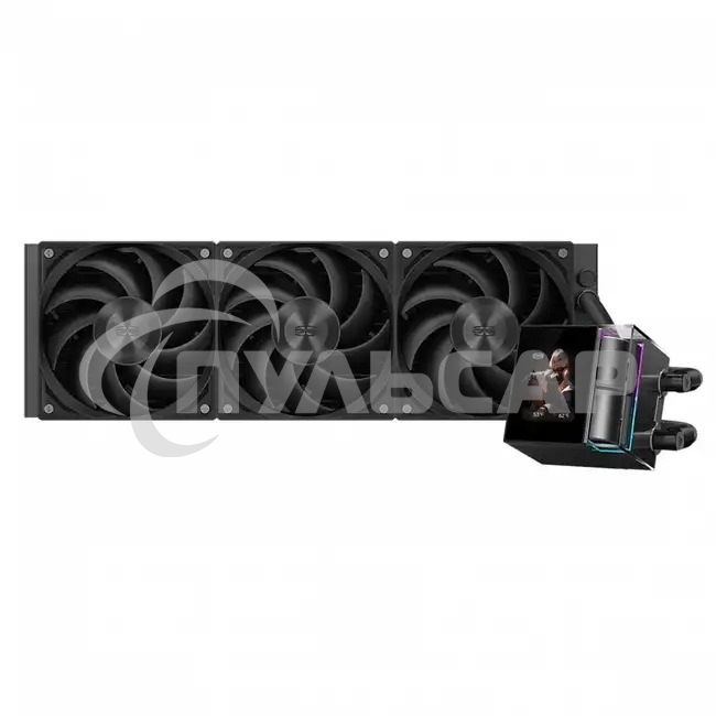 Система охлаждения Water Cooling System PCCooler DS360 Display BK (310W, 360мм, LED, Black, ARGB Pump/ Fans: 3x120мм, 90.56CFM, 39.8dBA, 2500RPM/ Pump height 65мм, 15dBA, 2600RPM, Rad thickness 27мм/ S: 1851, 1700, 1200, 115X, AM5, AM4)