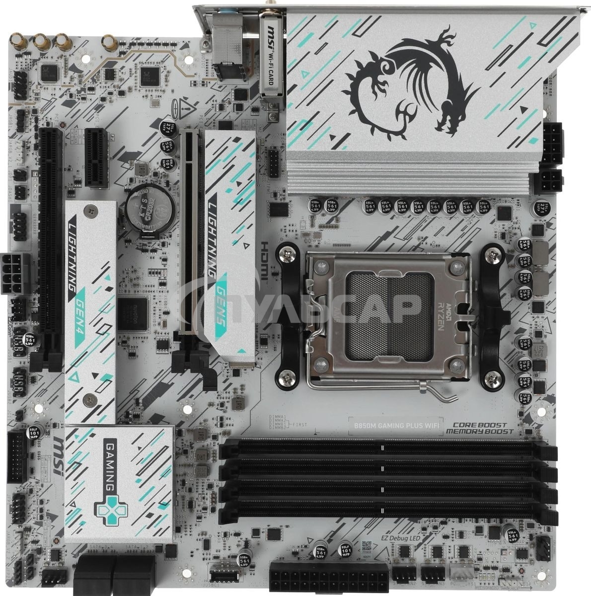Материнская плата MSI B850M GAMING PLUS WIFI, AM5, AMD B850, 4xDDR5, 4xSATA, 2xM.2, 1xPCIe 5.0 x16, 1xPCIe 4.0 x4, 1xPCIe 3.0 x1, 1xDP, 1xHDMI, 1x5Gb LAN, Wi-Fi 7, Bluetooth 5.4, 3xUSB-C 10Gbps, 3xUSB-A 10Gbps, 3xUSB-A 5Gbps, 3x3.5 мм, 7.1, mATX