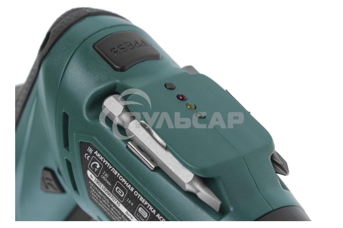 Аккумуляторная отвертка Hammer ACD3.6A с набором бит 3,6В 1,3А·ч 4Нм Li-Ion 653290