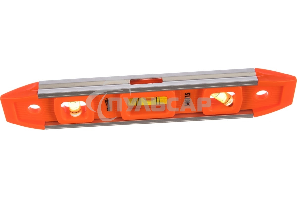 Уровень усиленный, 230 мм, 3 глазка, магнитный, пластмассовый 