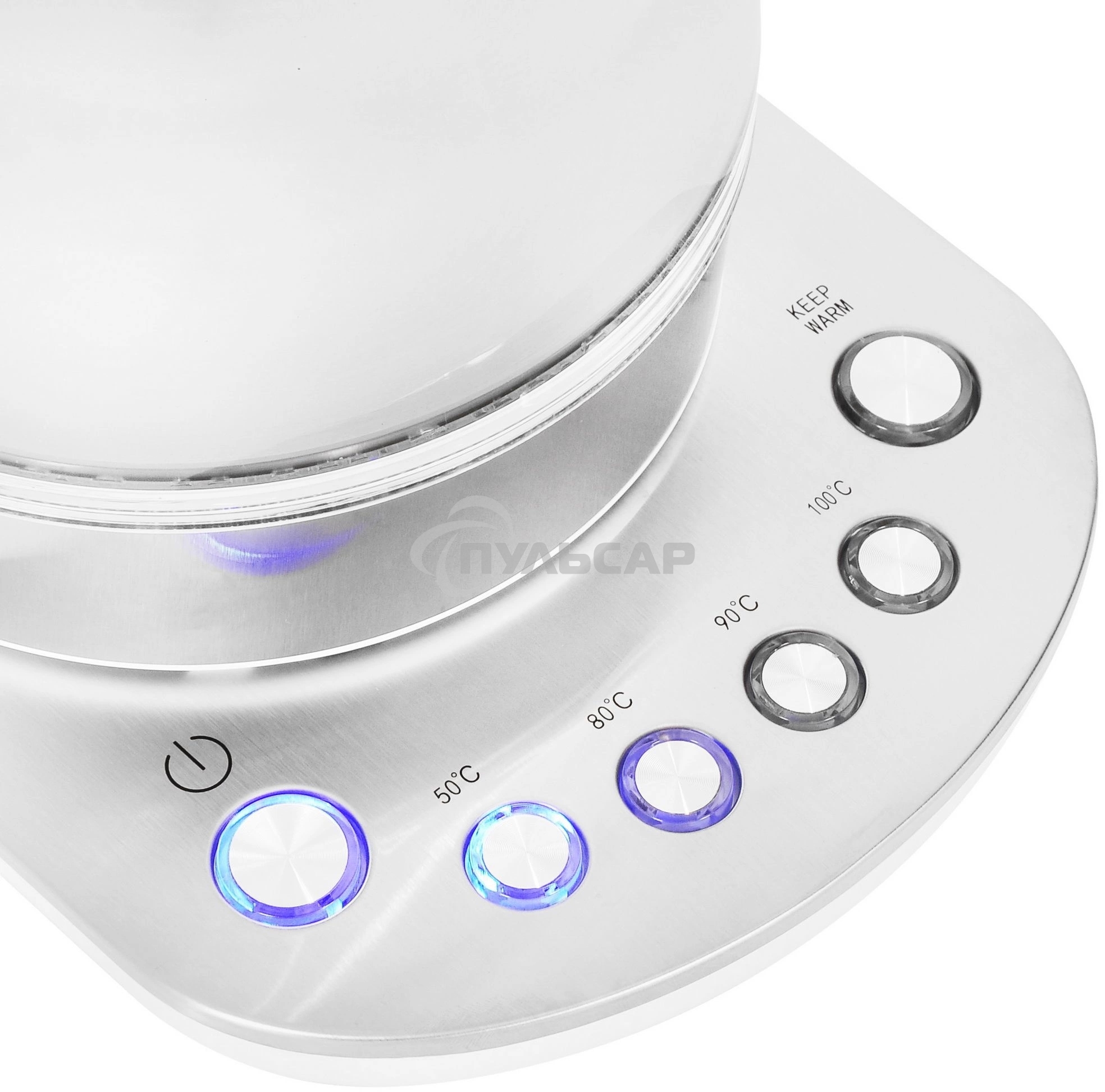 Чайник электрический Hyundai HYK-G4033 1.7л. 2200Вт белый/серебристый (корпус: стекло)