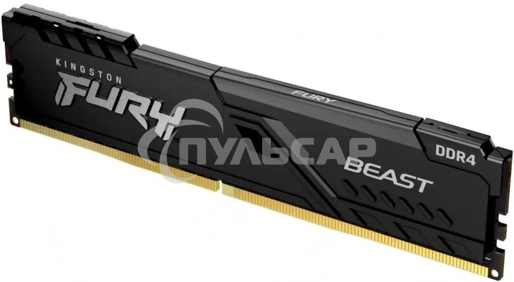 Оперативная память Kingston Fury Beast, DDR4, 16Gb (1x16Gb), 3200MHz, CL16, DIMM, с радиатором, черный