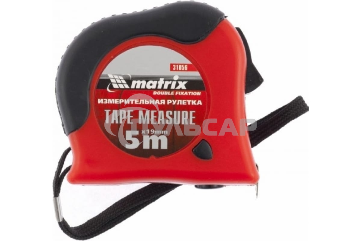 Рулетка Matrix Double fixation, 5 м х 19 мм, обрезиненный корпус, двойная плавная фиксация