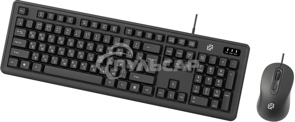 Комплект клавиатура+мышь Оклик S605 проводной USB 1800 DPI черный