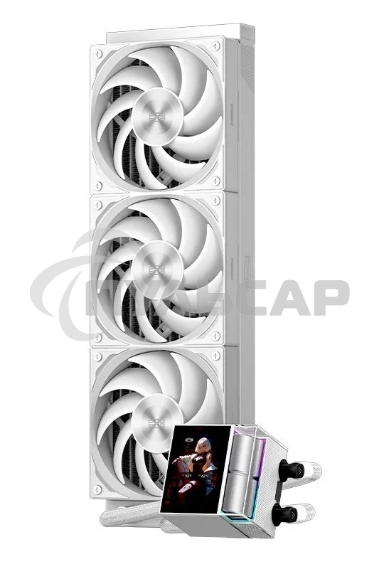 Система охлаждения Water Cooling System PCCooler DS360 Display WH (310W, 360мм, LED, белый, ARGB Pump/ Fans: 3x120мм, 90.56CFM, 39.8dBA, 2500RPM/ Pump height 65мм, 15dBA, 2600RPM, Rad thickness 27мм/ S: 1851, 1700, 1200, 115X, AM5, AM4)