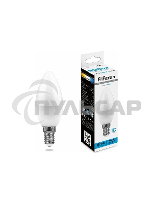 Лампа светодиодная Feron LB-97 7W 230V E14 6400K свеча
