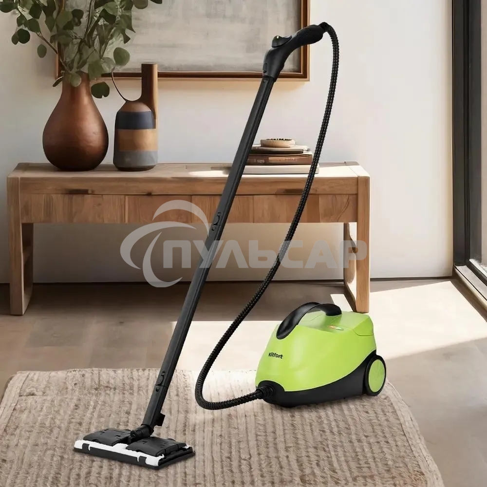 Пароочиститель напольный Kitfort КТ-9186 2000Вт салатовый/черный