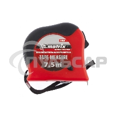 Рулетка Matrix Double fixation, 7,5 м х 25 мм, обрезиненный корпус, двойная плавная фиксация