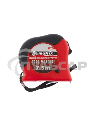 Рулетка Matrix Double fixation, 7,5 м х 25 мм, обрезиненный корпус, двойная плавная фиксация