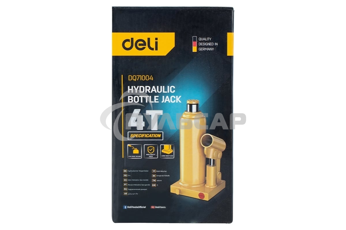 Домкрат бутылочный гидравлический Deli DQ71004 макс.грузоподъемность 4 т