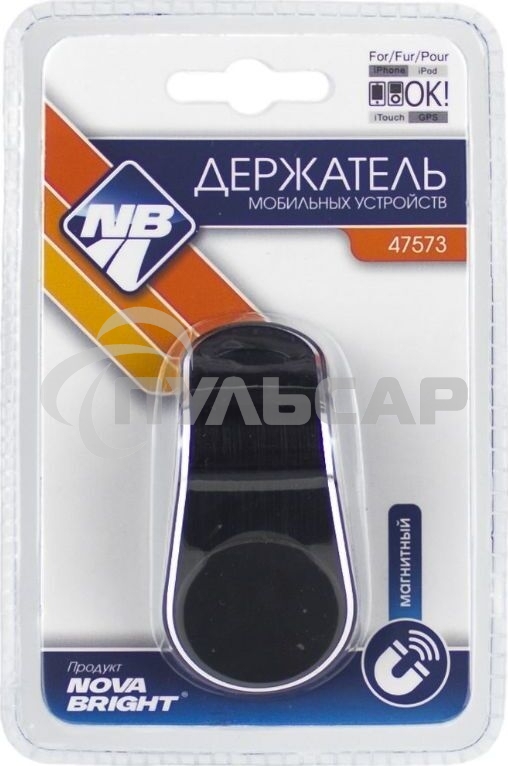 Автомобильный держатель для телефона NOVA BRIGHT (Г-образный), на прищепке 47573