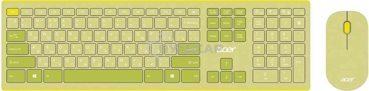 Комплект клавиатура + мышь Acer OCC205 беспроводной USB, 1200 dpi, зеленый/желтый